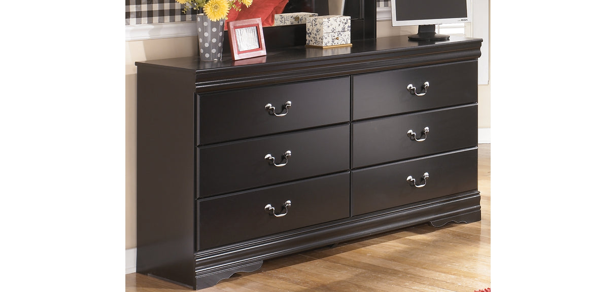 Huey Vineyard Queen Sleigh Headboard Bed with Dresser in Black from Ashley Furniture - Luna Furniture