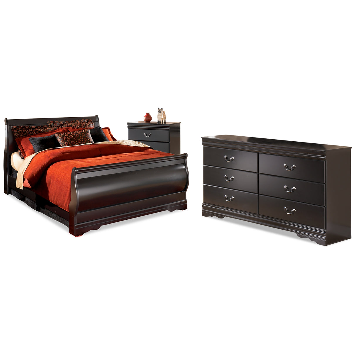 Huey Vineyard Queen Sleigh Bed, Dresser and Chest from Ashley Furniture - Luna Furniture