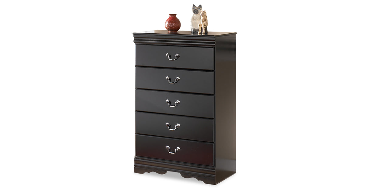 Huey Vineyard Black Full Sleigh Bed, Dresser, Mirror, Chest and Nightstand from Ashley - Luna Furniture