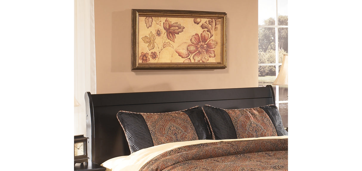 Huey Vineyard Black Queen Sleight Bed and Chest from Ashley Furniture - Luna Furniture