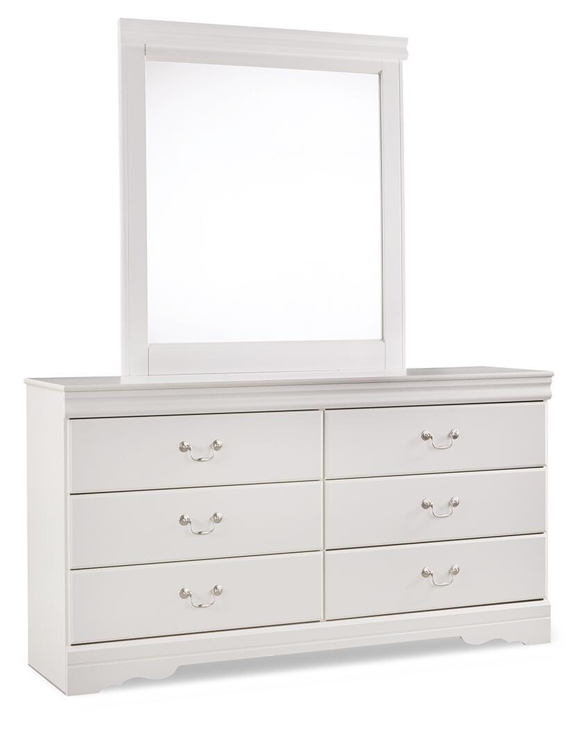 Anarasia Full Sleigh Headboard, Dresser and Mirror in White from Ashley Furniture - Luna Furniture