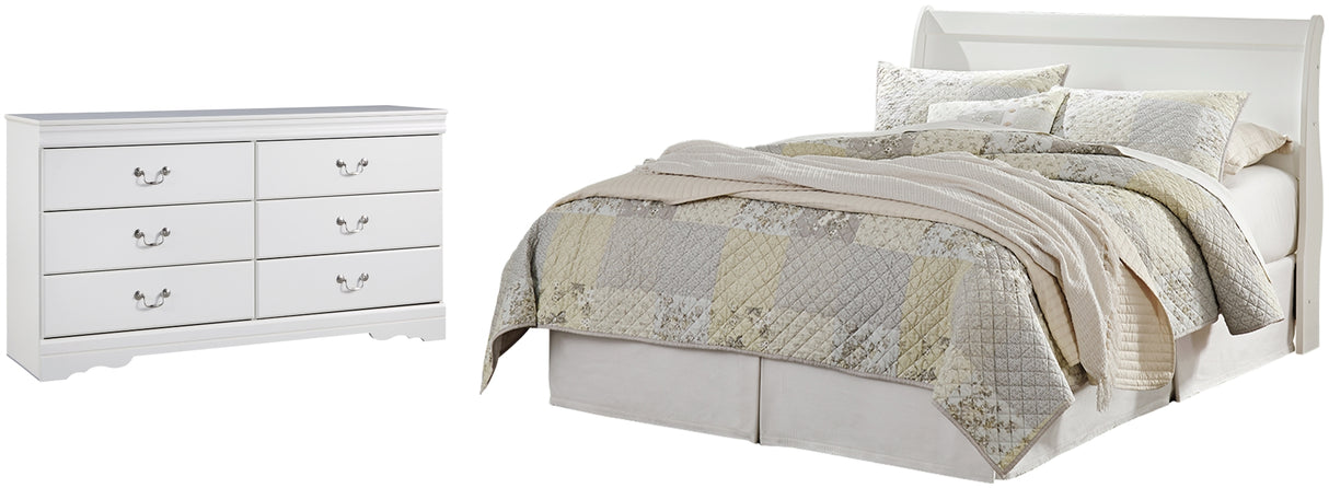Anarasia White Queen Sleigh Headboard Bed with Dresser from Ashley Furniture - Luna Furniture