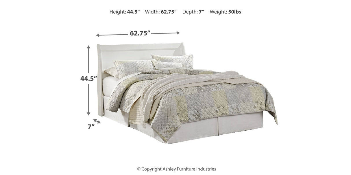 Anarasia White Queen Sleigh Headboard Bed with Mirrored Dresser and Chest from Ashley Furniture - Luna Furniture