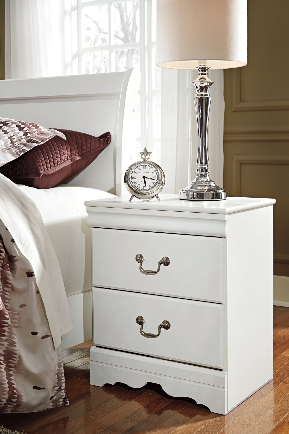 Anarasia White Twin Sleigh Bed with Nightstand from Ashley Furniture - Luna Furniture