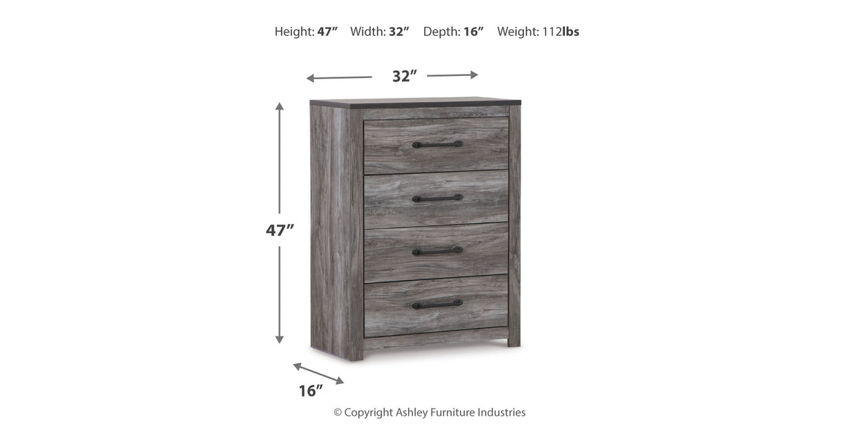 Bronyan King Panel Bed with Mirrored Dresser and Chest in Dark Gray from Ashley Furniture - Luna Furniture