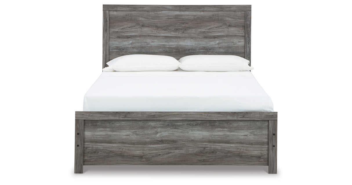 Bronyan Queen Panel Bed with Mirrored Dresser and 2 Nightstands in Dark Gray from Ashley Furniture - Luna Furniture
