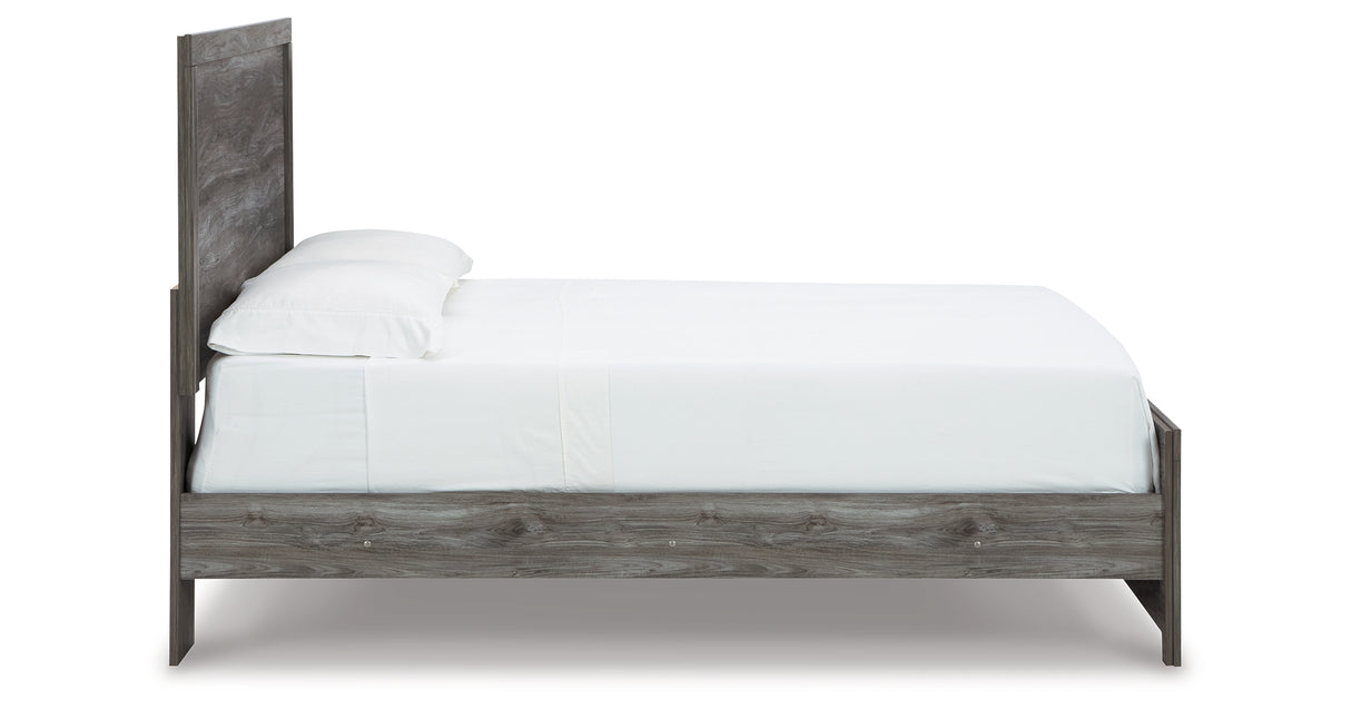 Bronyan Queen Panel Bed with Mirrored Dresser and 2 Nightstands in Dark Gray from Ashley Furniture - Luna Furniture