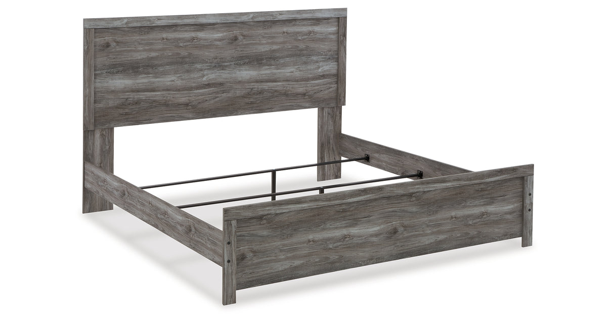 Bronyan King Panel Bed with Mirrored Dresser and 2 Nightstands in Dark Gray from Ashley Furniture - Luna Furniture