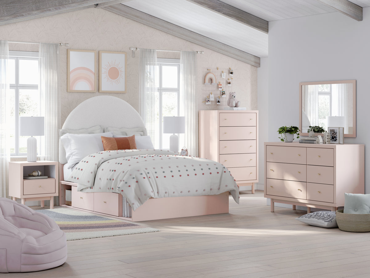 Wistenpine Blush Full Upholstered Storage Platform Bed with 2 Drawers from Ashley - Luna Furniture