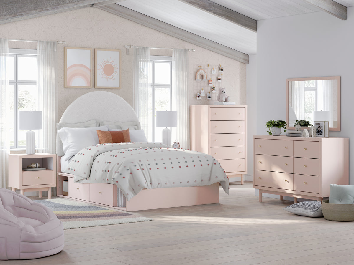 Wistenpine Blush Full Upholstered Storage Platform Bed with 4 Drawers from Ashley - Luna Furniture