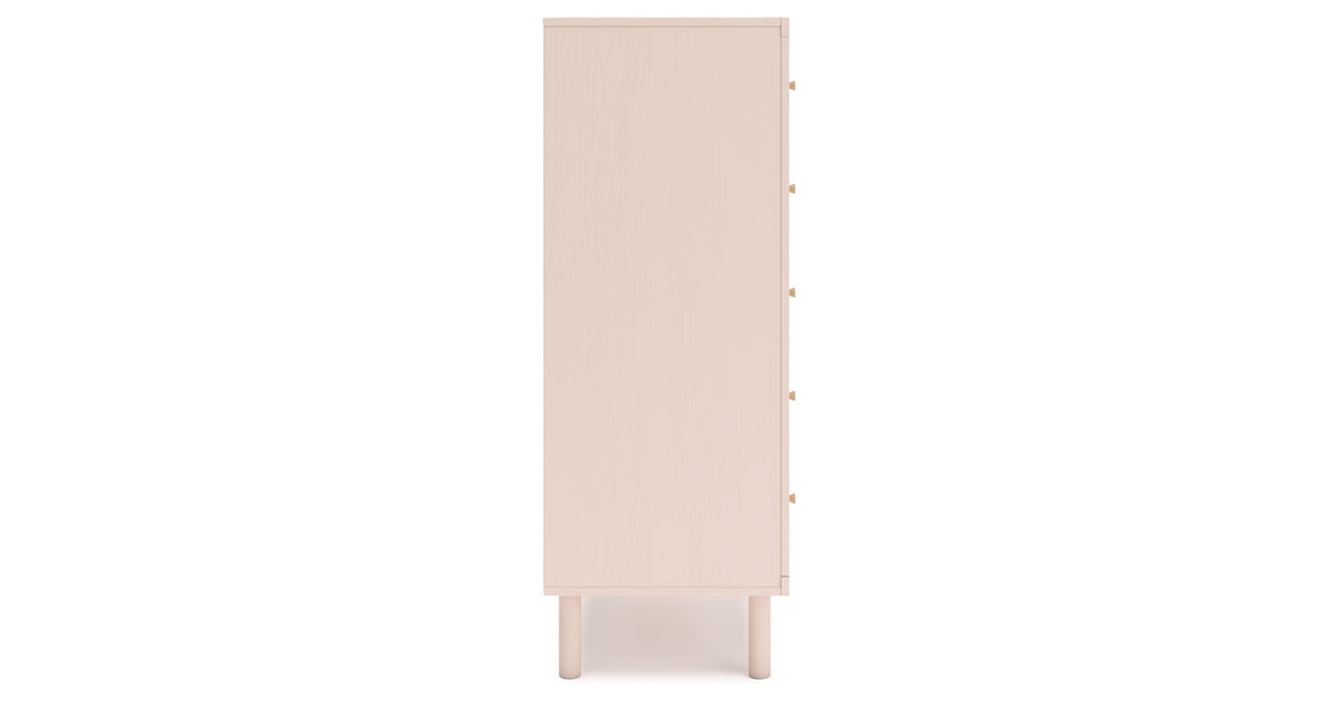 Wistenpine Full Upholstered Panel Headboard with Mirrored Dresser and Chest in Blush from Ashley - Luna Furniture