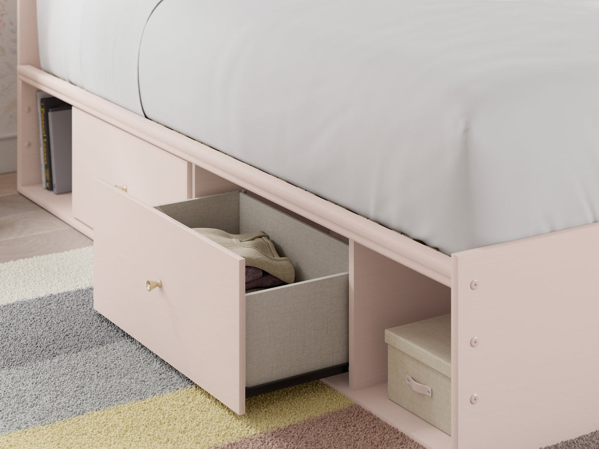 Wistenpine Blush Twin Upholstered Storage Platform Bed with 2 Drawers from Ashley - Luna Furniture