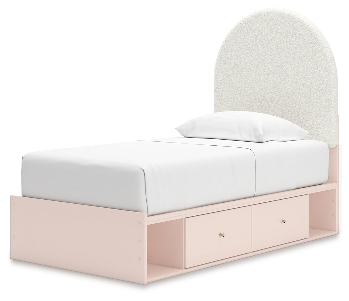 Wistenpine Blush Twin Upholstered Storage Platform Bed with 4 Drawers from Ashley - Luna Furniture
