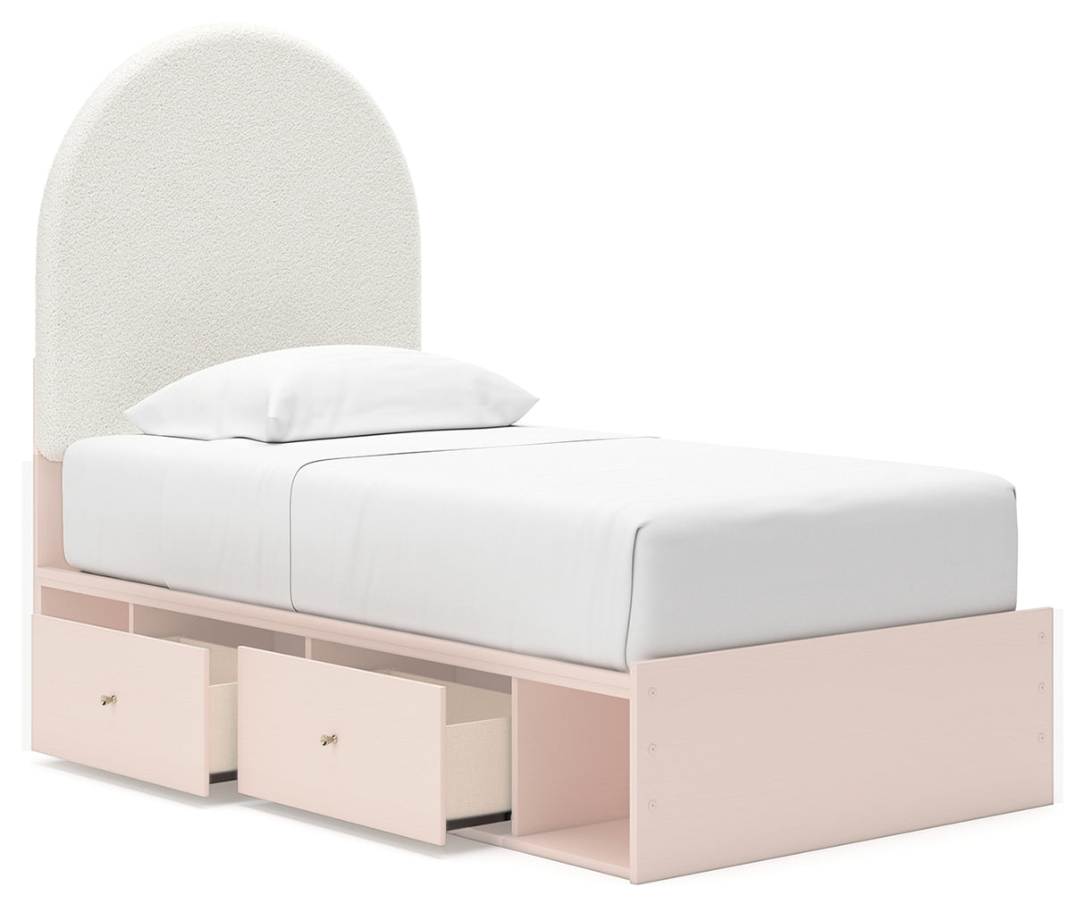 Wistenpine Blush Twin Upholstered Storage Platform Bed with 4 Drawers from Ashley - Luna Furniture