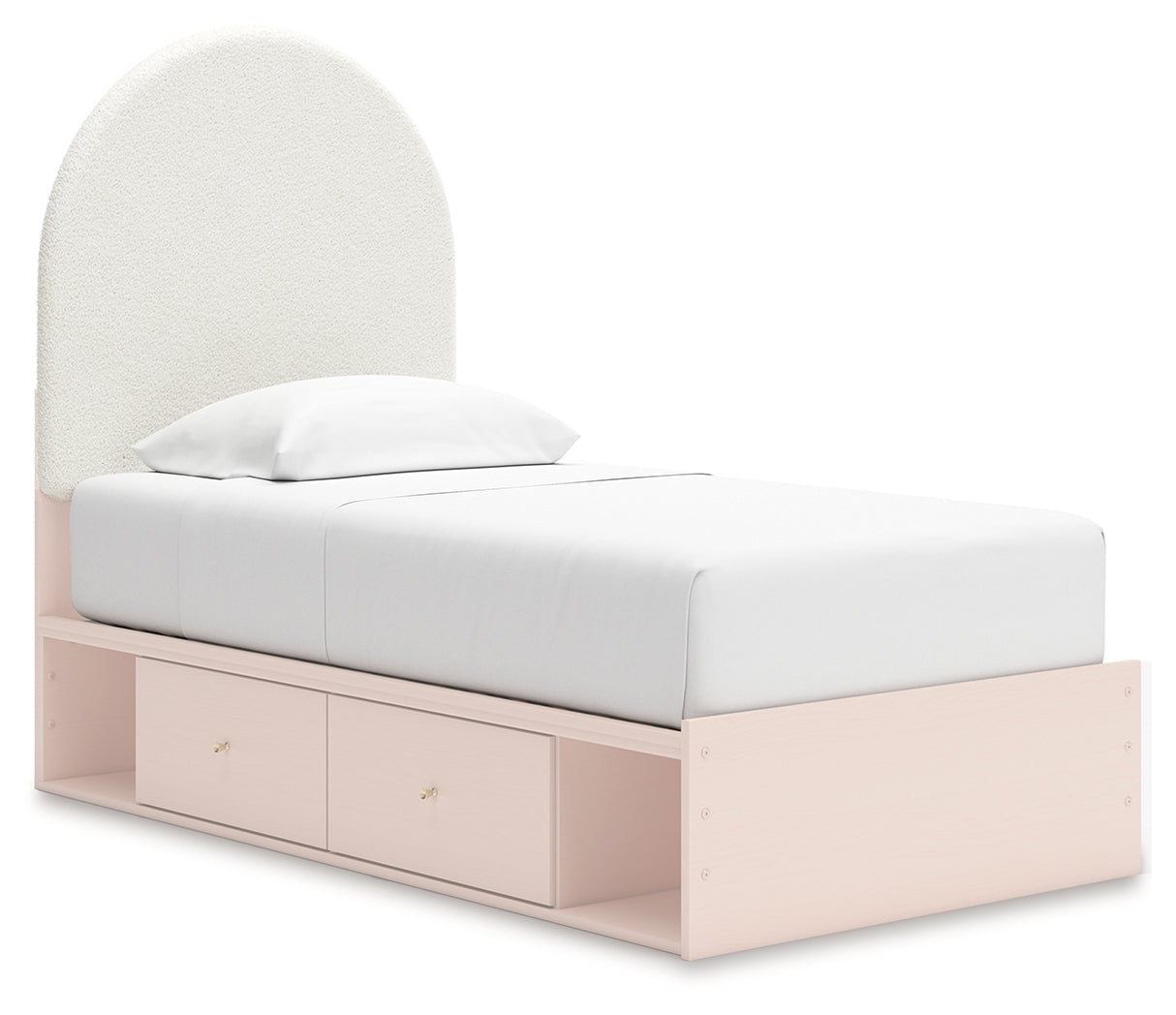 Wistenpine Blush Twin Upholstered Storage Platform Bed with 4 Drawers from Ashley - Luna Furniture