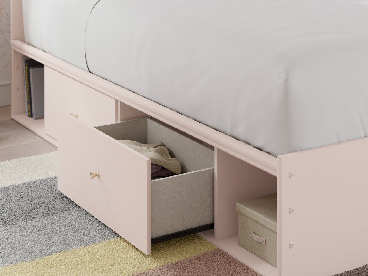 Wistenpine Blush Twin Upholstered Storage Platform Bed with 4 Drawers from Ashley - Luna Furniture