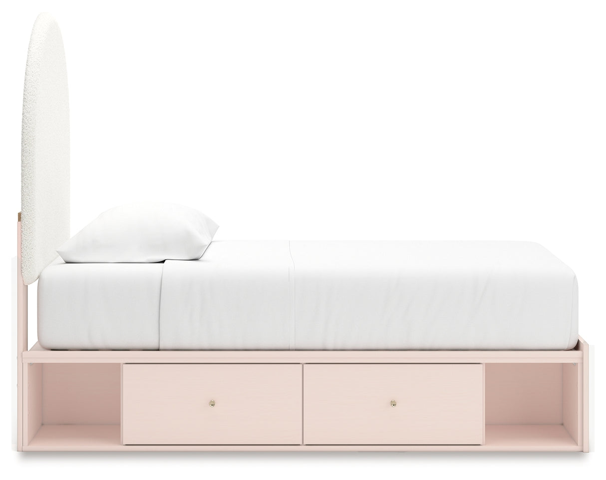 Wistenpine Blush Twin Upholstered Storage Platform Bed with 4 Drawers from Ashley - Luna Furniture