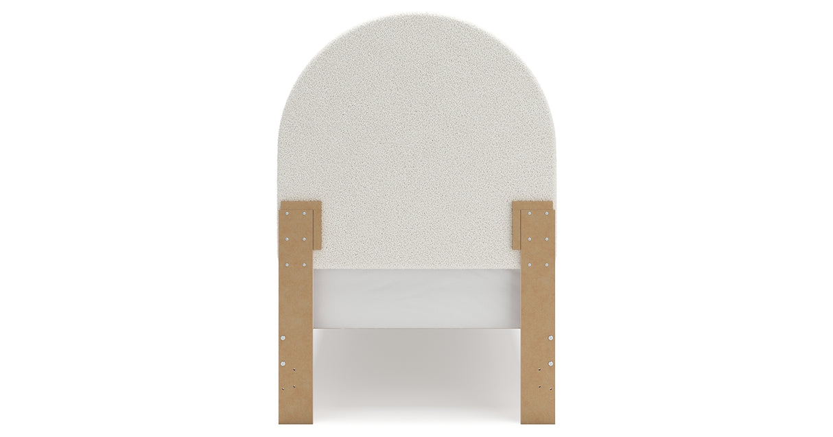 Wistenpine Twin Upholstered Panel Headboard with Nightstand in Blush from Ashley Furniture - Luna Furniture