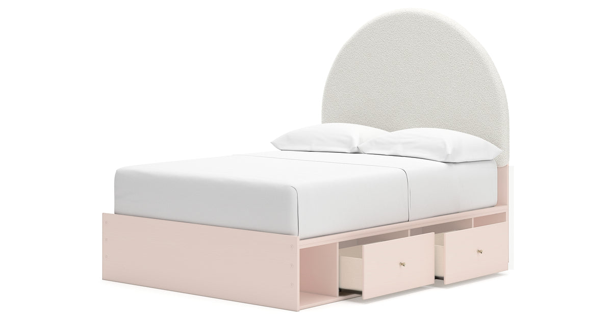 Wistenpine Blush Full Upholstered Storage Platform Bed with 2 Drawers from Ashley - Luna Furniture