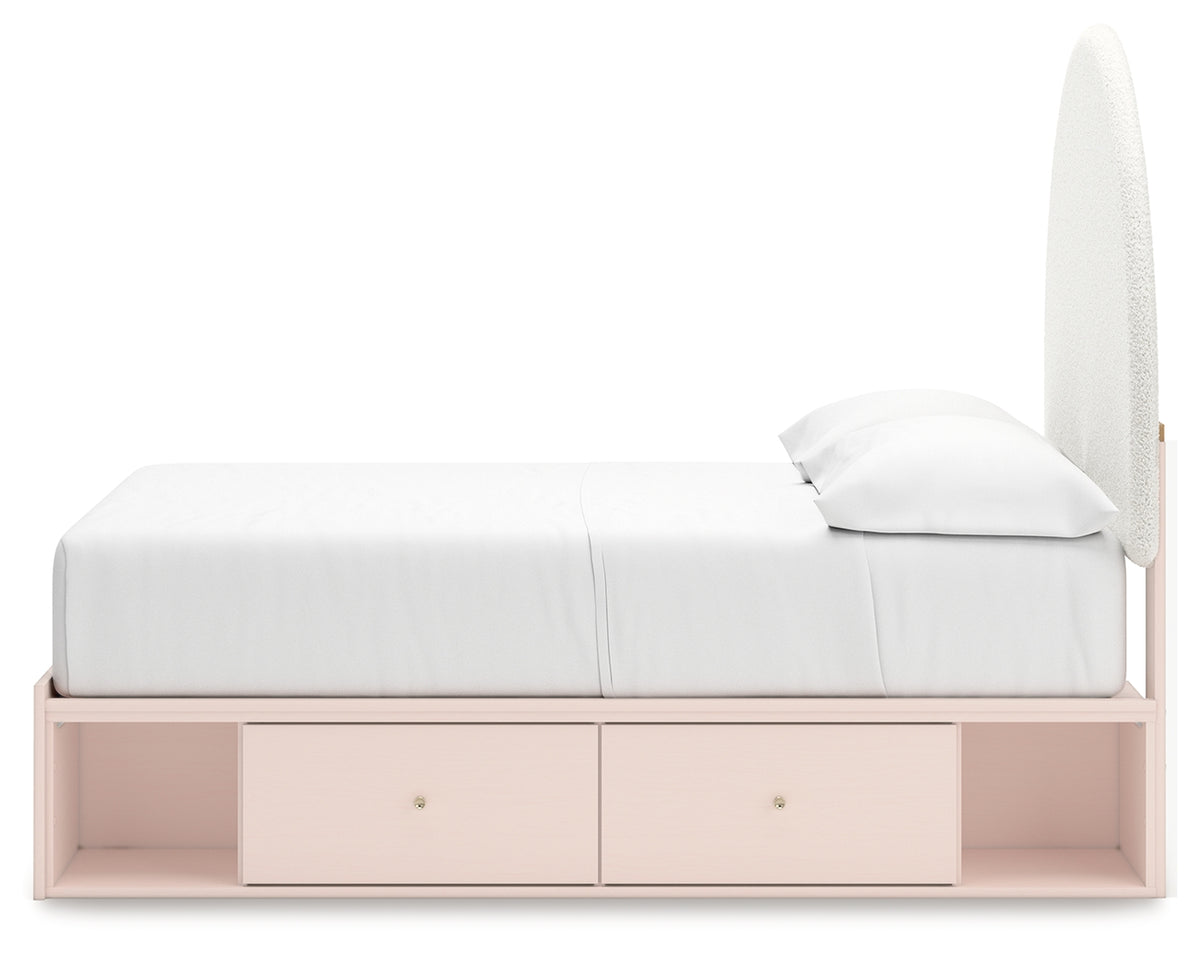 Wistenpine Blush Full Upholstered Storage Platform Bed with 2 Drawers from Ashley - Luna Furniture