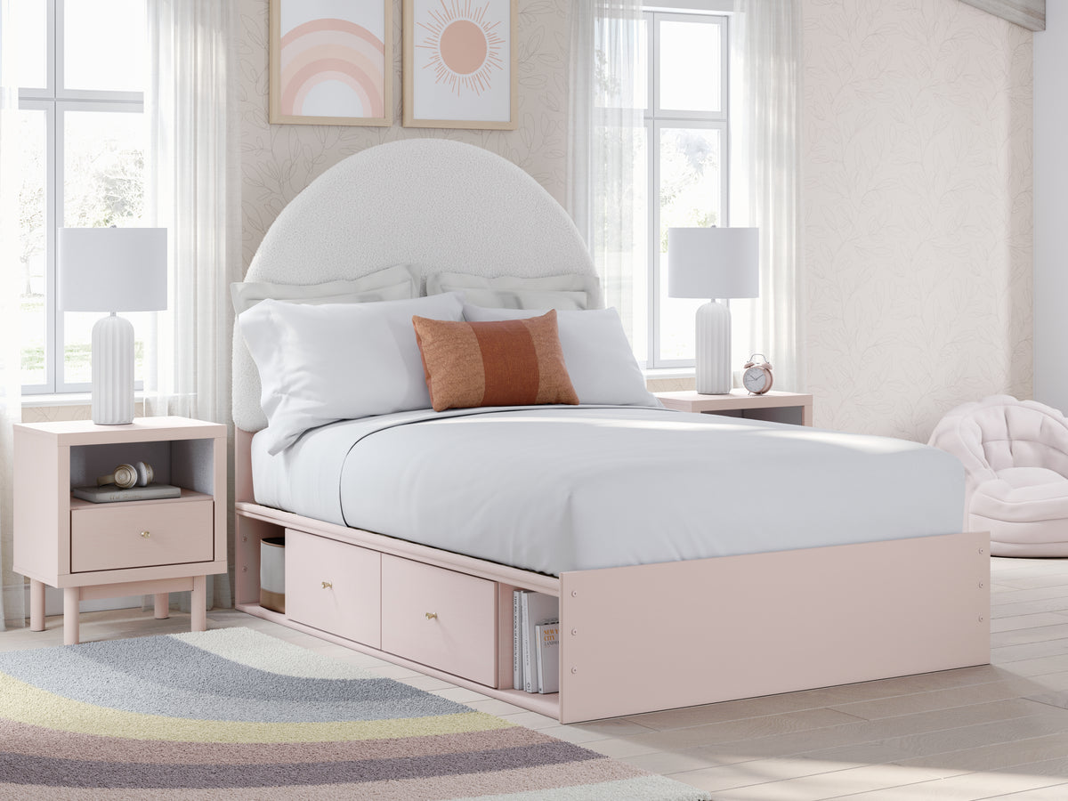 Wistenpine Blush Full Upholstered Storage Platform Bed with 2 Drawers from Ashley - Luna Furniture