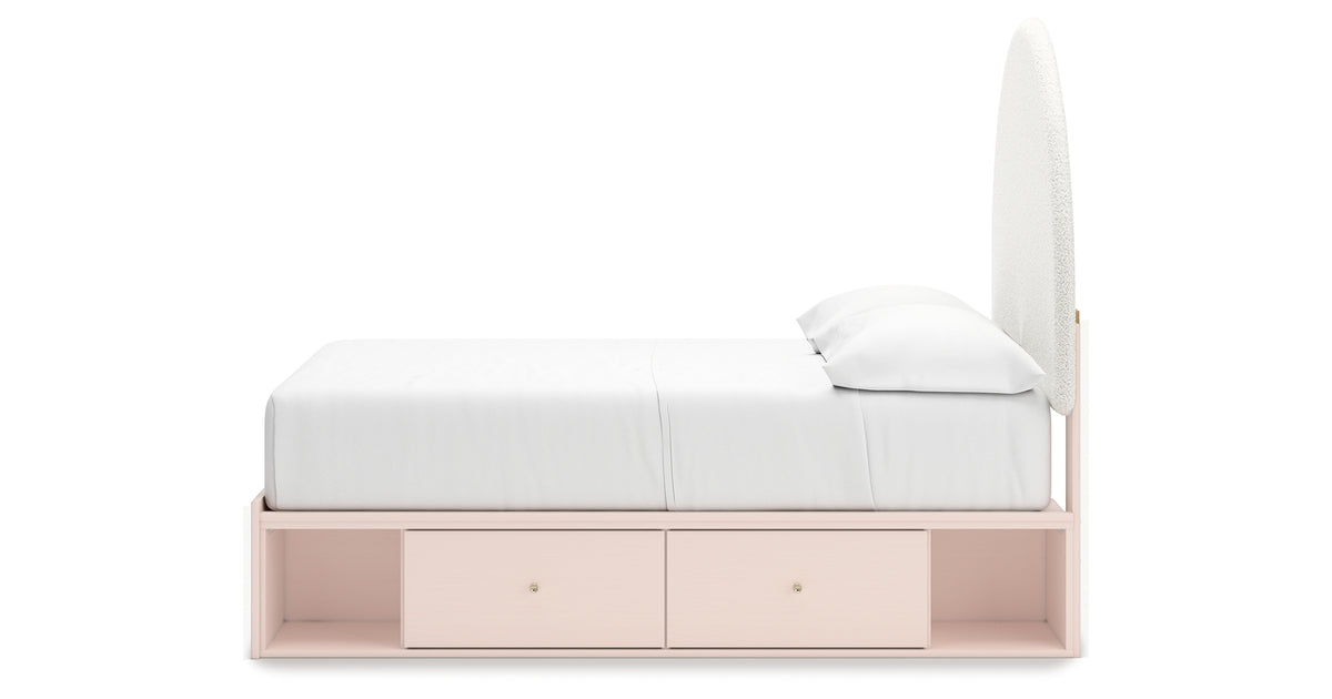 Wistenpine Blush Full Upholstered Storage Platform Bed with 4 Drawers from Ashley - Luna Furniture