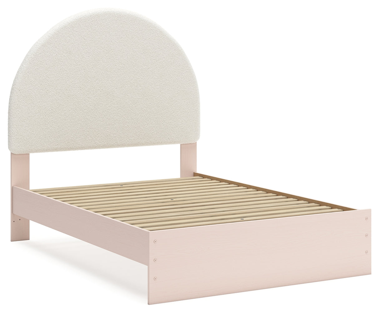 Wistenpine Full Upholstered Panel Headboard with 2 Nightstands in Blush from Ashley - Luna Furniture