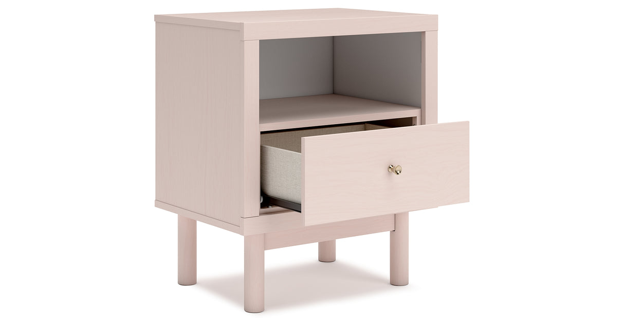 Wistenpine Twin Upholstered Panel Headboard with Nightstand in Blush from Ashley Furniture - Luna Furniture