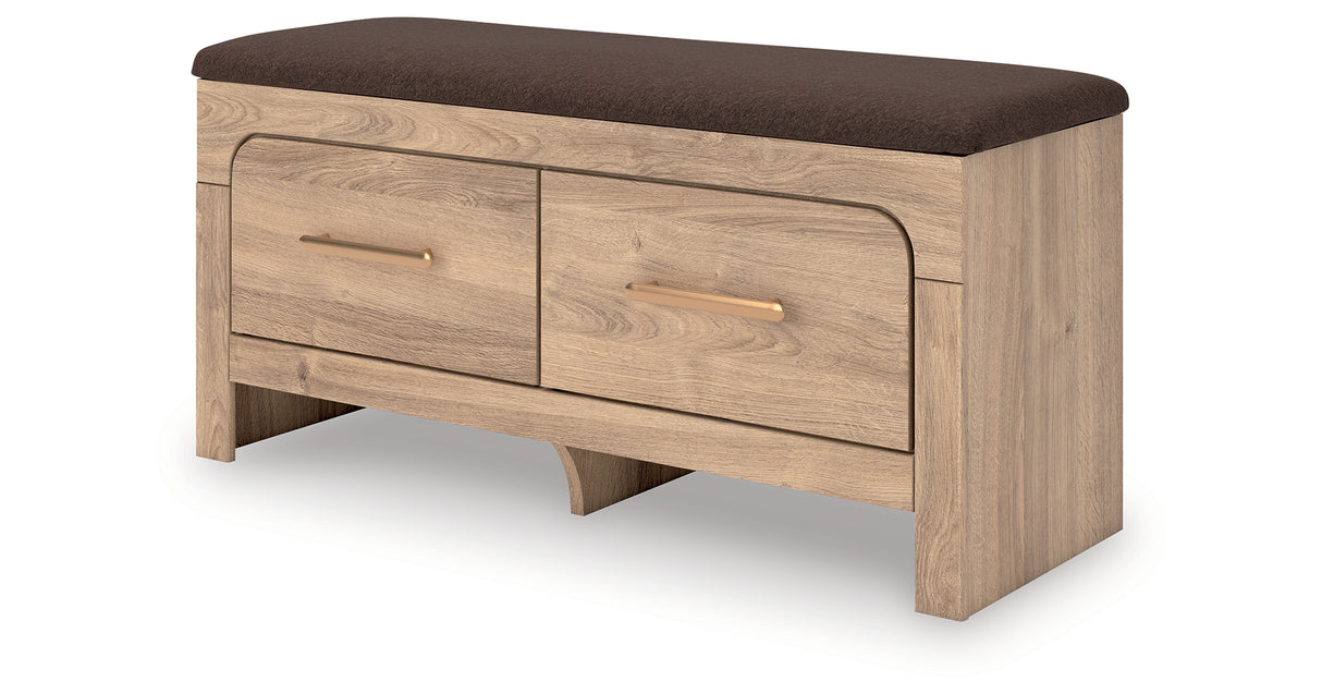 Kinlanni Tan/Brown Bedroom Storage Bench from Ashley Furniture - Luna Furniture