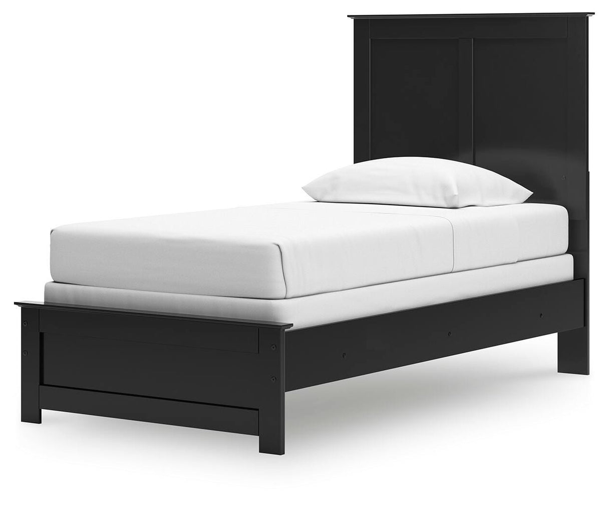 Maribel Black Twin Panel Bed and Nightstand