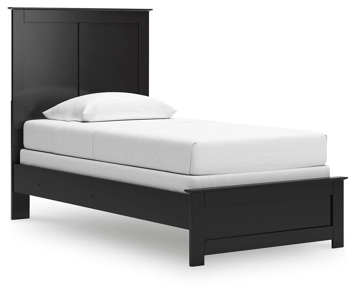 Maribel Black Twin Panel Bed and Nightstand