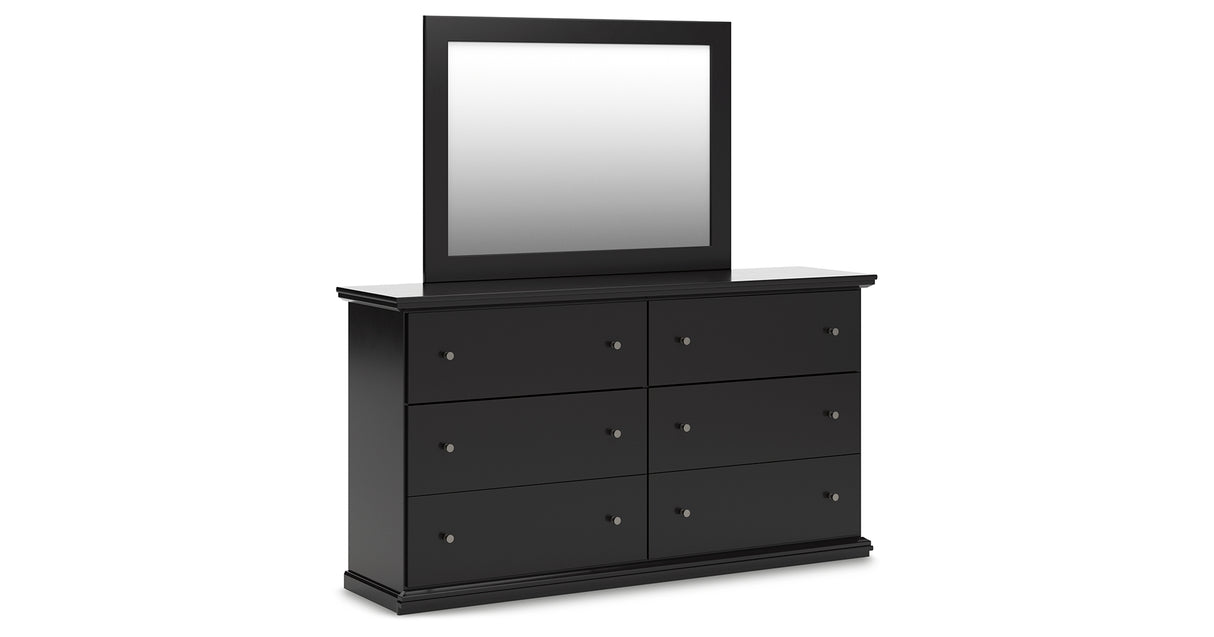 Maribel King Panel Bed with Mirrored Dresser and 2 Nightstands in Black from Ashley Furniture - Luna Furniture
