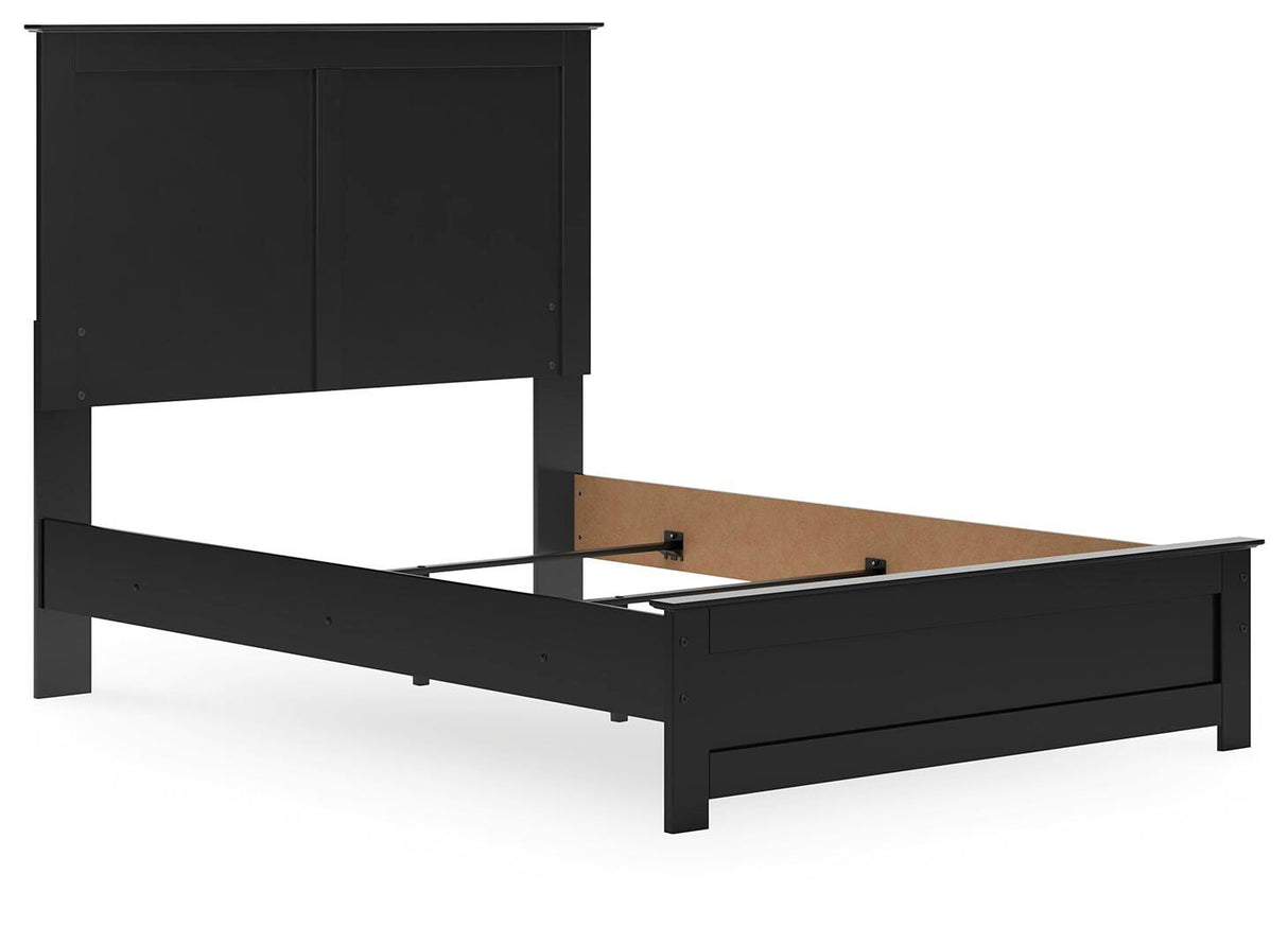 Maribel Full Panel Bed with Mirrored Dresser and Nightstand in Black from Ashley - Luna Furniture