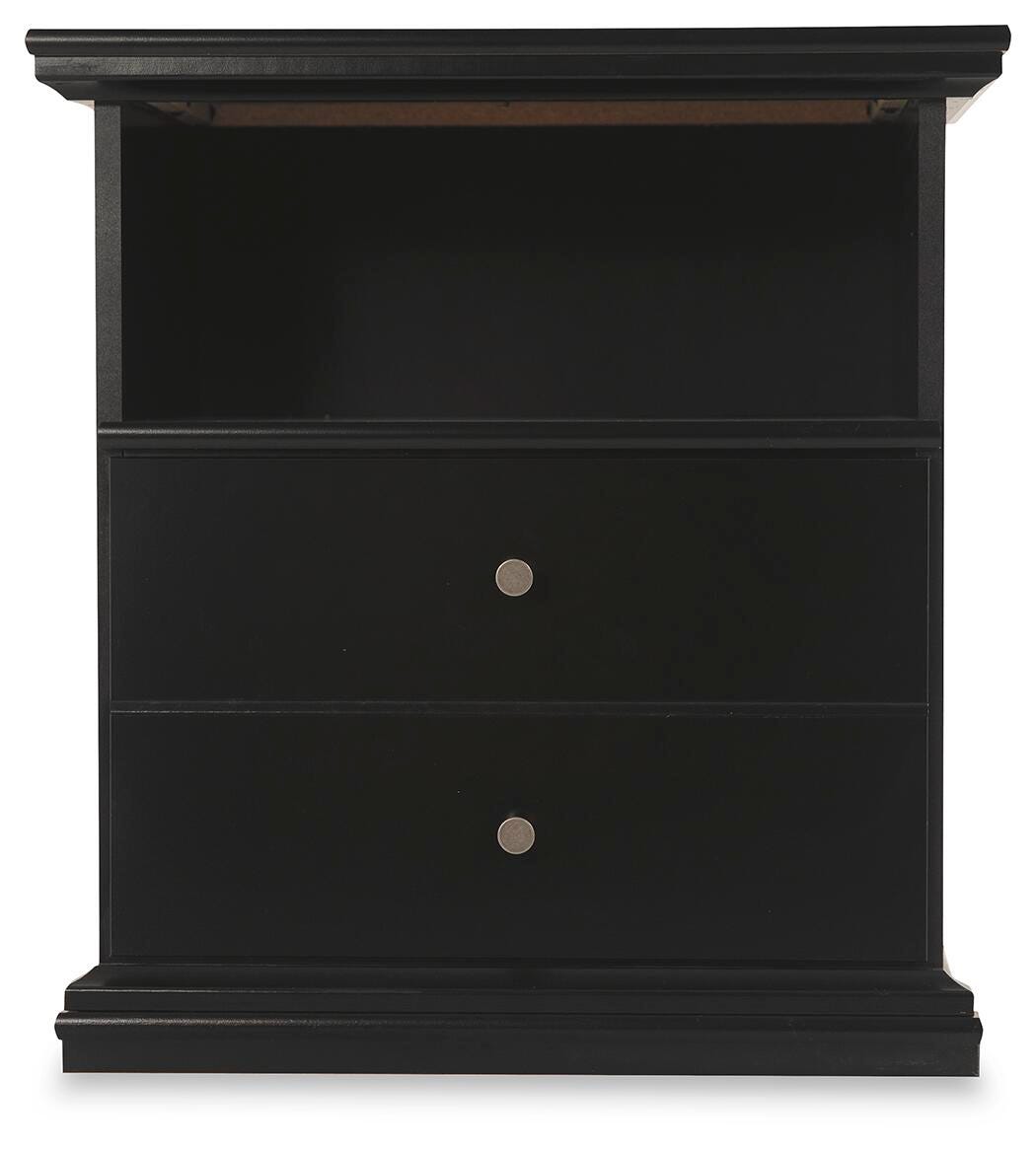 Maribel Full Panel Bed with Mirrored Dresser and Nightstand in Black from Ashley - Luna Furniture