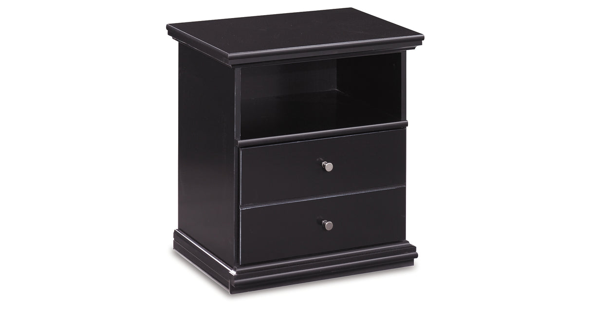 Maribel King Panel Bed with Mirrored Dresser and 2 Nightstands in Black from Ashley Furniture - Luna Furniture
