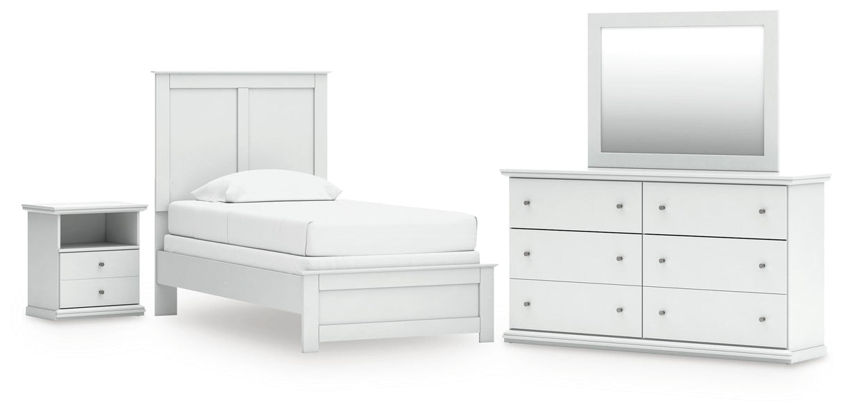 Bostwick Shoals White Twin Panel Bed, Dresser, Mirror and Nightstand from Ashley Furniture - Luna Furniture
