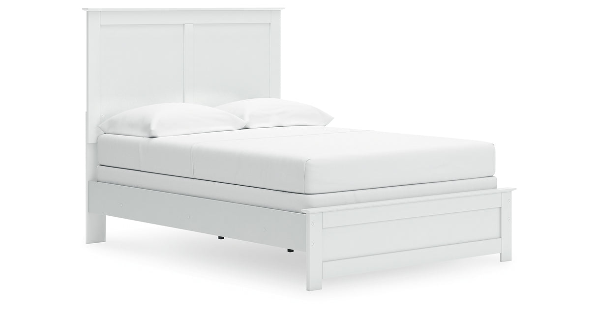 Bostwick Shoals Full Panel Bed with Mirrored Dresser and Chest in White from Ashley Furniture - Luna Furniture