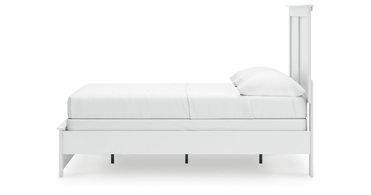 Bostwick Shoals Full Panel Bed with Mirrored Dresser, Chest and 2 Nightstands in White from Ashley Furniture - Luna Furniture