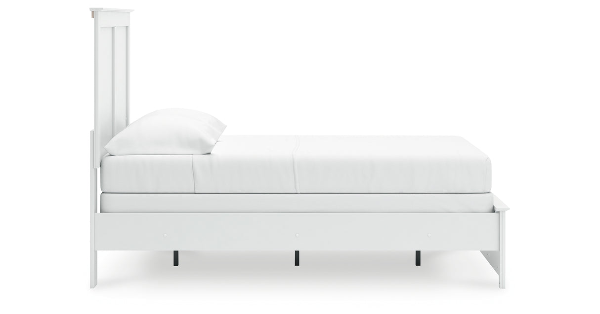 Bostwick Shoals Full Panel Bed with Mirrored Dresser in White from Ashley - Luna Furniture