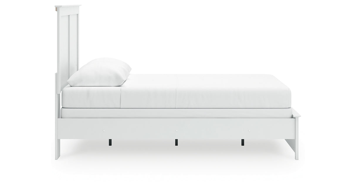 Bostwick Shoals Queen Panel Bed with Mirrored Dresser, Chest and Nightstand in White from Ashley Furniture - Luna Furniture