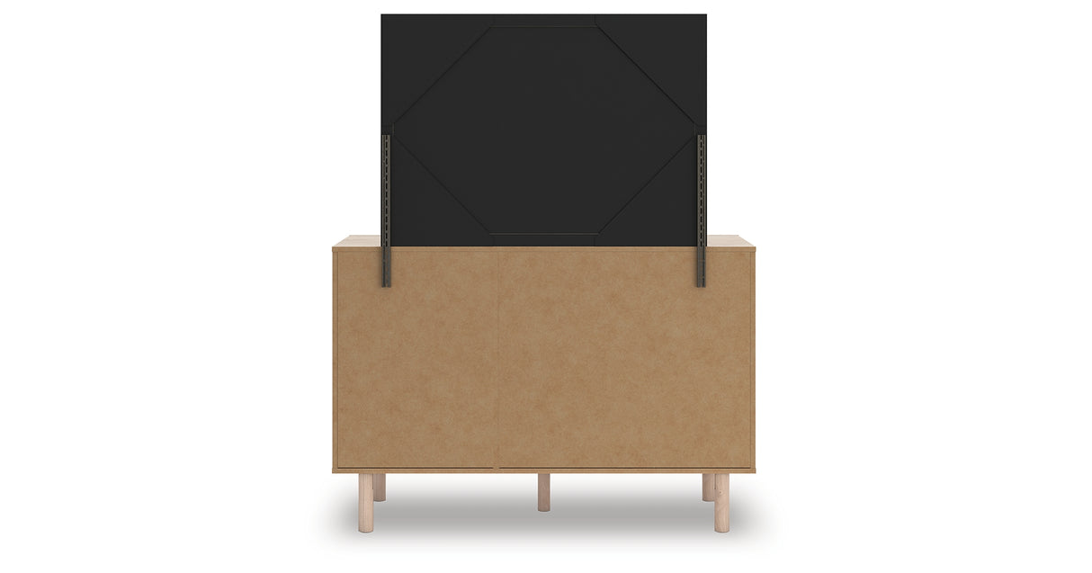 Arloster Tan/White Twin Upholstered Dabed, Dresser and Mirror from Ashley Furniture - Luna Furniture