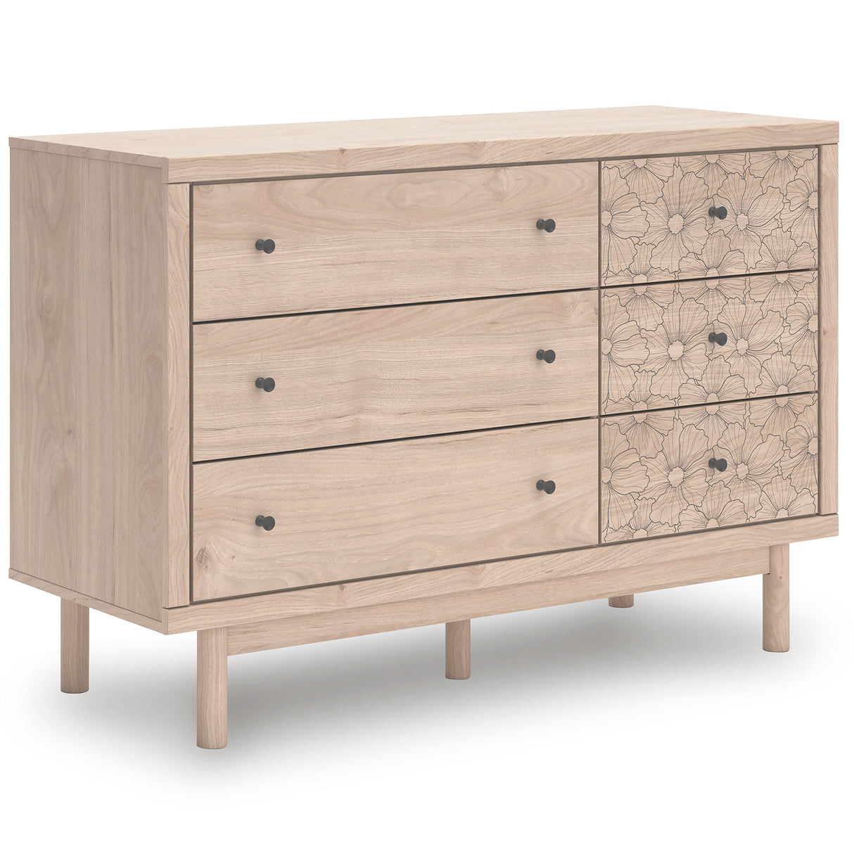 Arloster Tan/White Twin Upholstered Dabed, Dresser and Mirror from Ashley Furniture - Luna Furniture