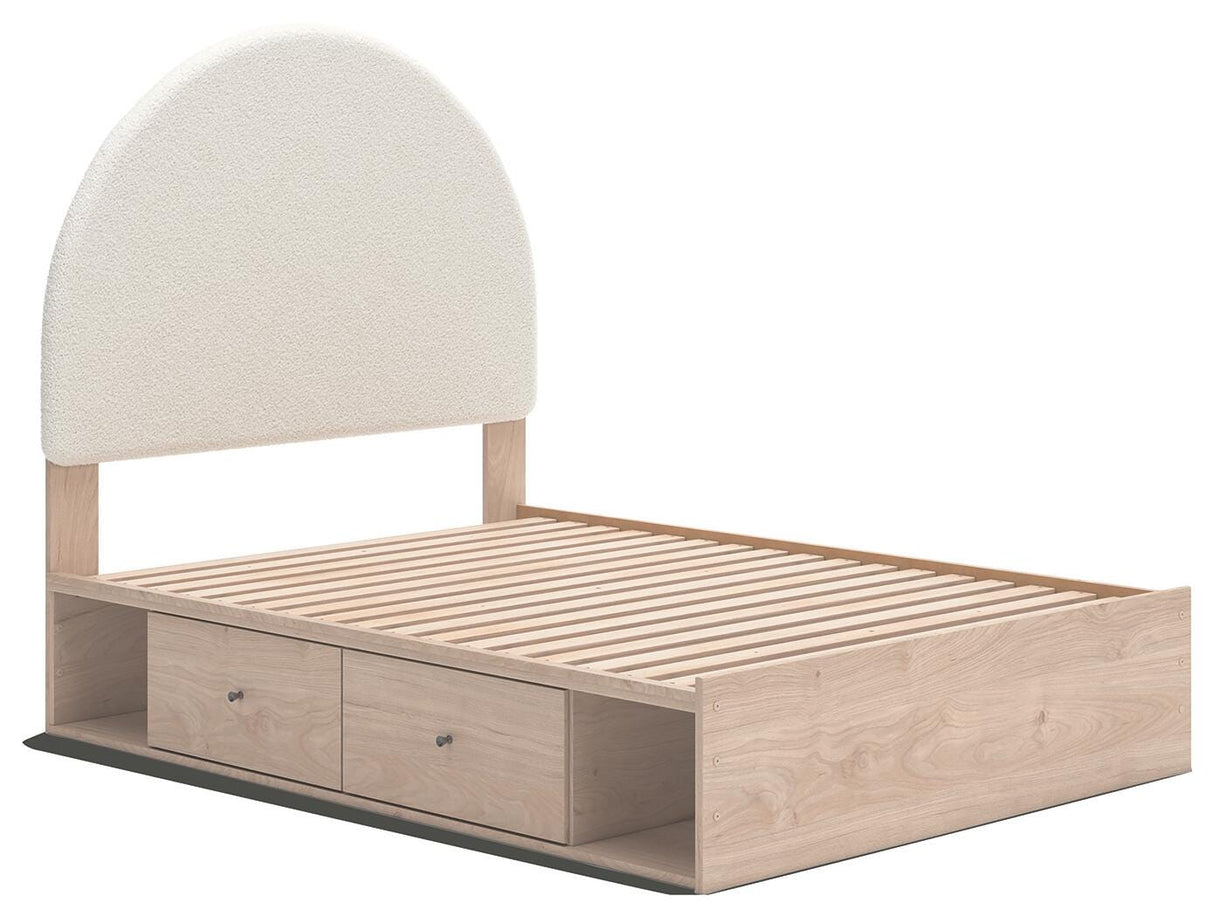 Arloster Tan Full Panel Storage Bed, Dresser, Mirror and Nightstand from Ashley Furniture - Luna Furniture