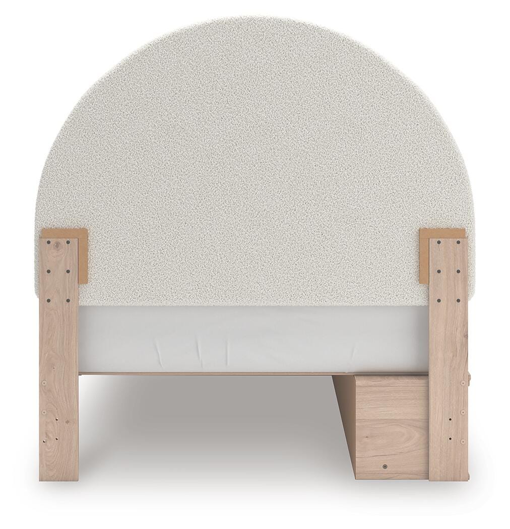 Arloster Tan Full Panel Storage Bed, Dresser, Mirror and Nightstand from Ashley Furniture - Luna Furniture