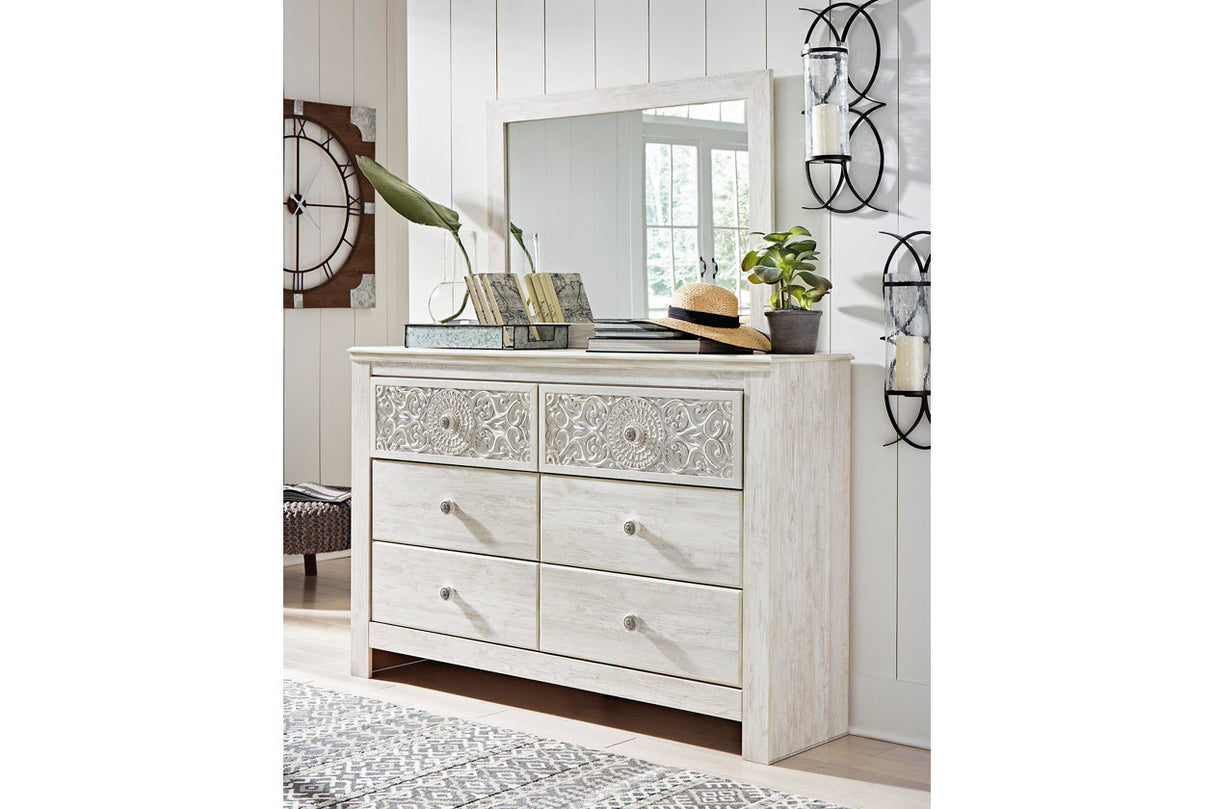 Paxberry Whitewash Dresser and Mirror from Ashley - Luna Furniture