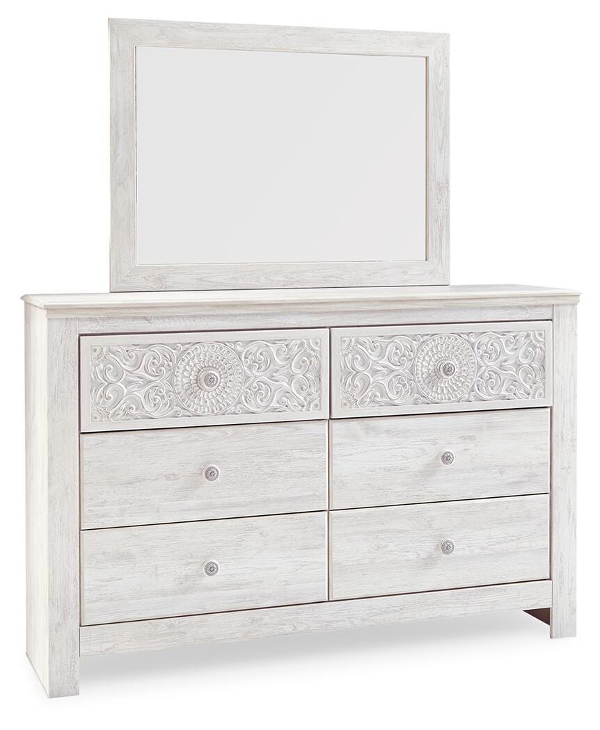 Paxberry Whitewash Dresser and Mirror from Ashley Furniture - Luna Furniture