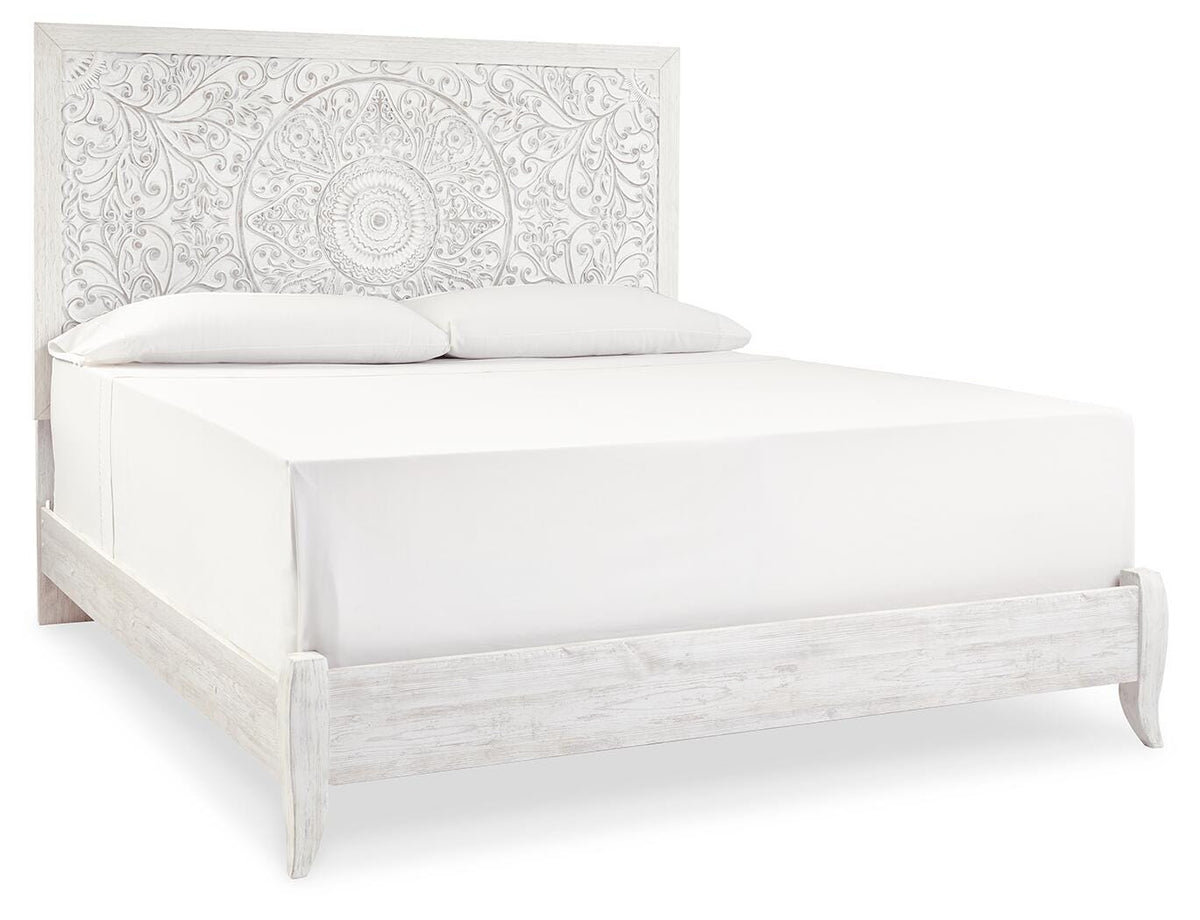 Paxberry Whitewash King Panel Bed from Ashley Furniture - Luna Furniture
