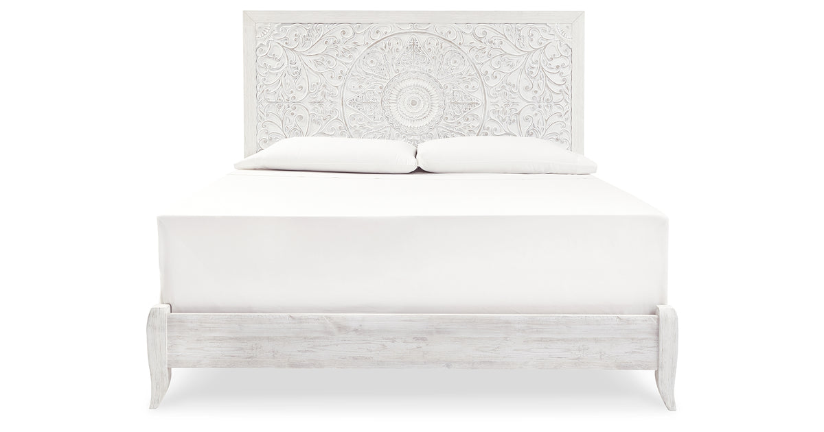 Paxberry Whitewash King Panel Bed from Ashley Furniture - Luna Furniture