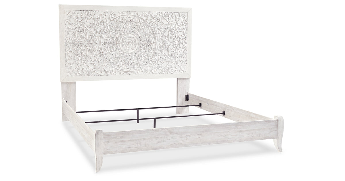 Paxberry Whitewash King Panel Bed from Ashley Furniture - Luna Furniture