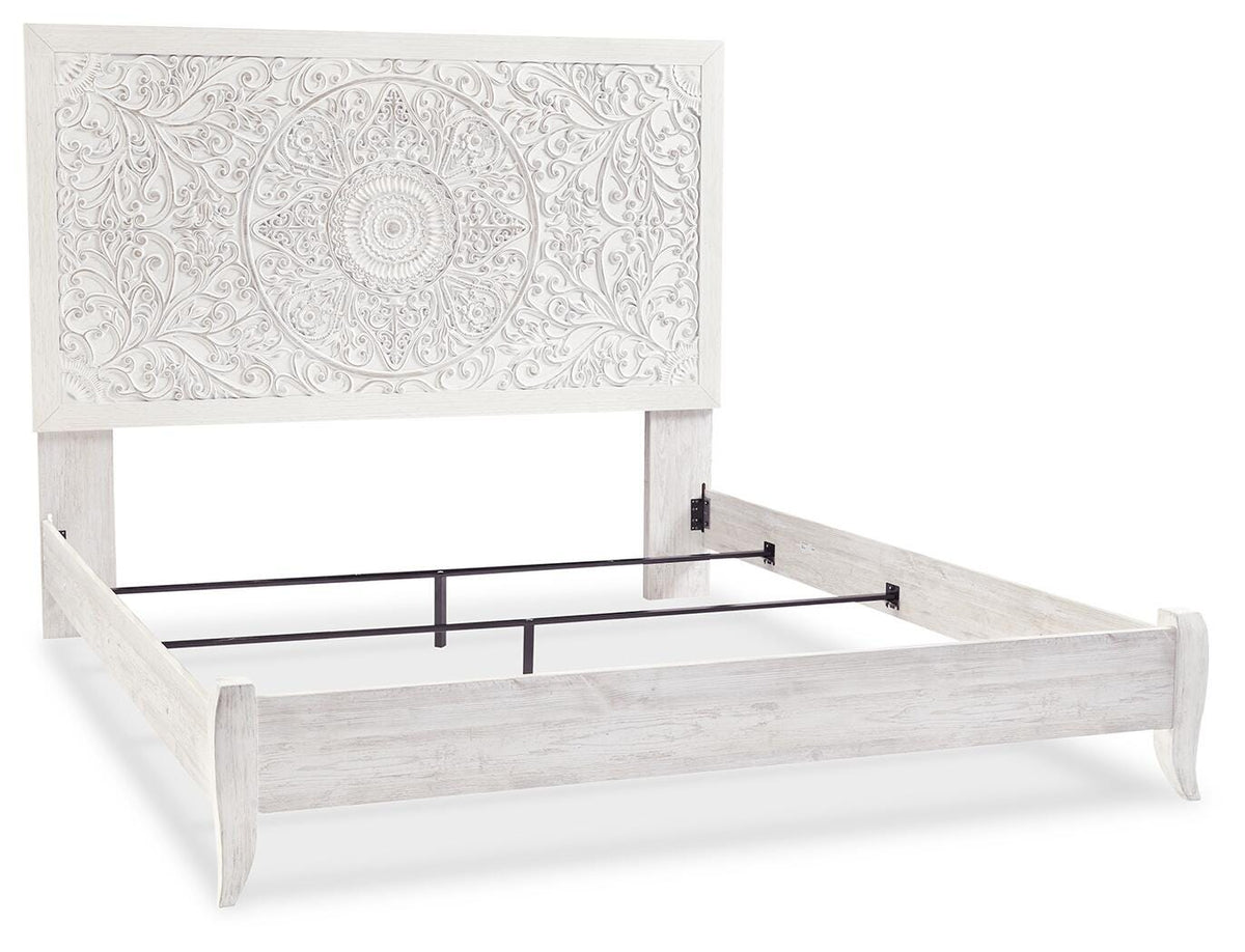Paxberry Whitewash King Panel Bed from Ashley Furniture - Luna Furniture